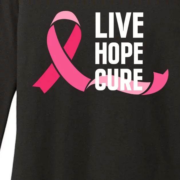 Live Hope Cure Breast Cancer Awareness Ribbon Womens CVC Long Sleeve Shirt