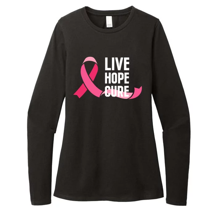 Live Hope Cure Breast Cancer Awareness Ribbon Womens CVC Long Sleeve Shirt