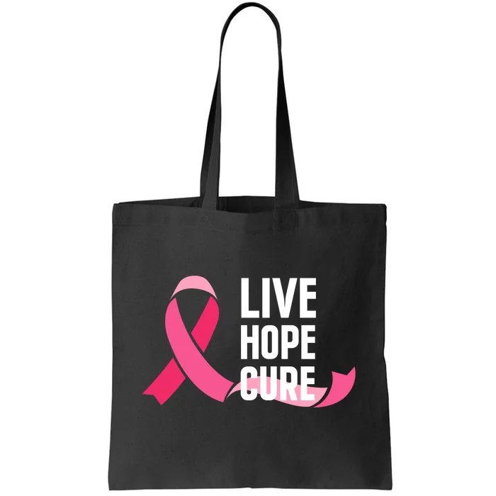 Live Hope Cure Breast Cancer Awareness Ribbon Tote Bag