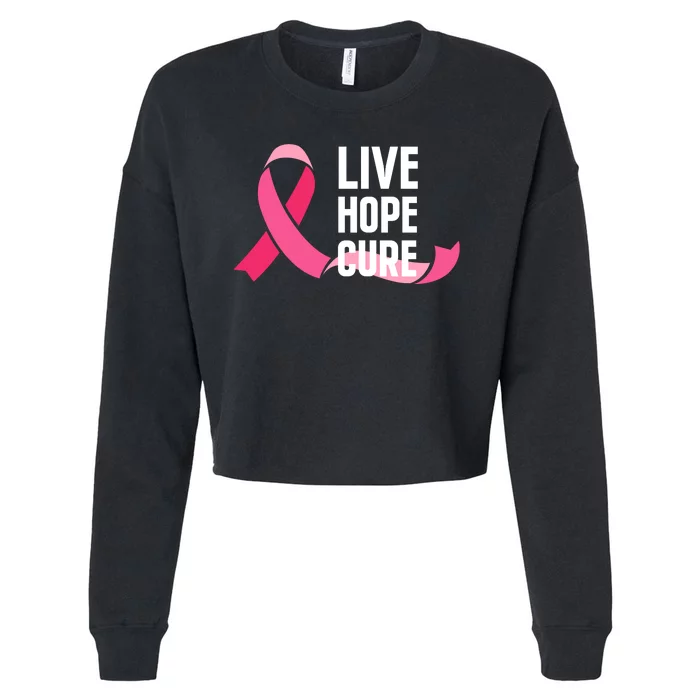 Live Hope Cure Breast Cancer Awareness Ribbon Cropped Pullover Crew