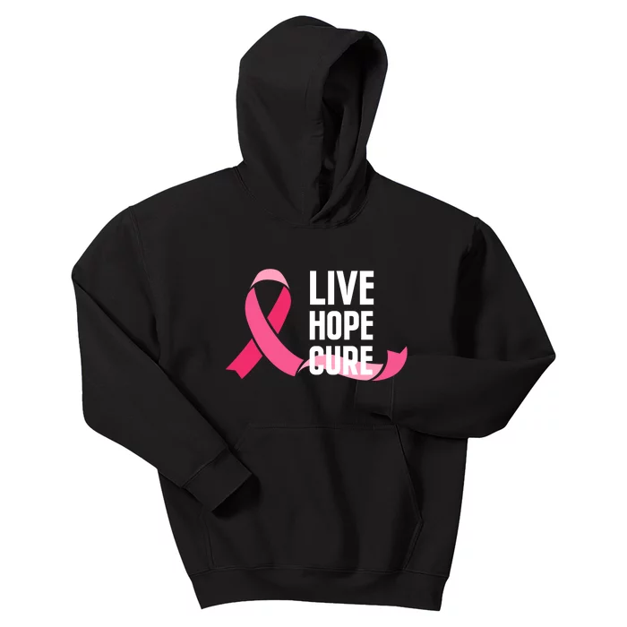 Live Hope Cure Breast Cancer Awareness Ribbon Kids Hoodie