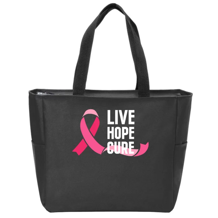 Live Hope Cure Breast Cancer Awareness Ribbon Zip Tote Bag