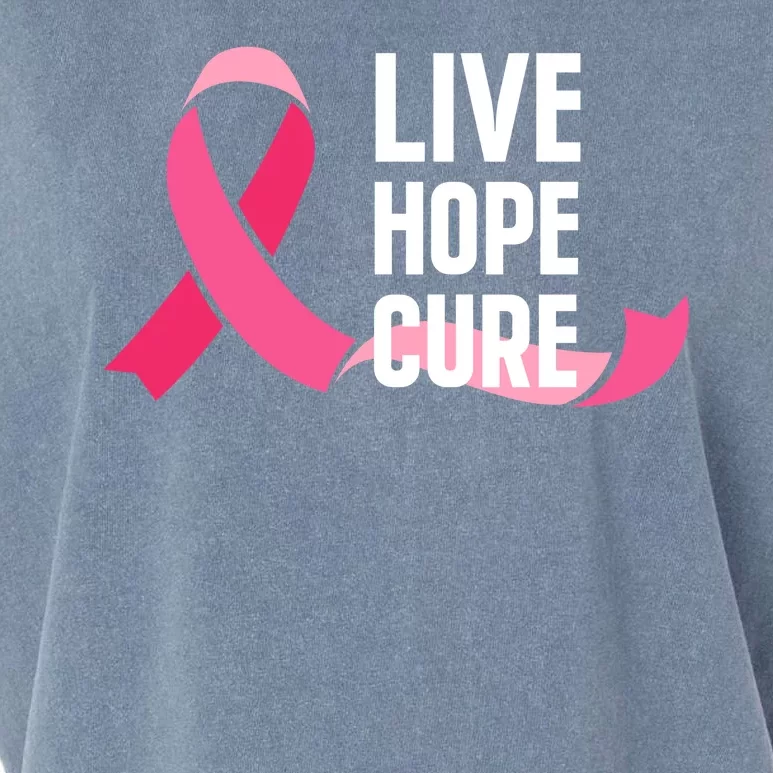 Live Hope Cure Breast Cancer Awareness Ribbon Garment-Dyed Women's Muscle Tee