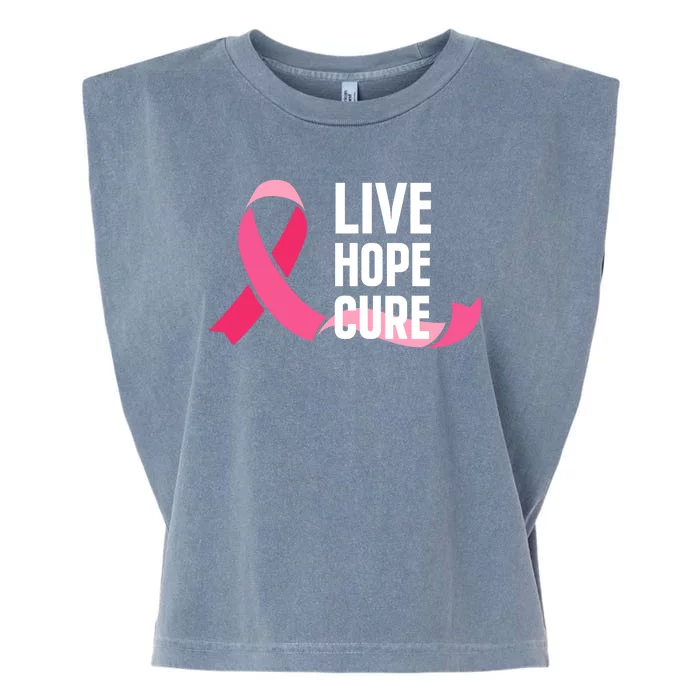 Live Hope Cure Breast Cancer Awareness Ribbon Garment-Dyed Women's Muscle Tee