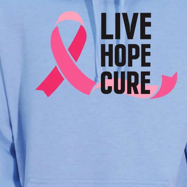 Live Hope Cure Breast Cancer Awareness Ribbon Unisex Surf Hoodie