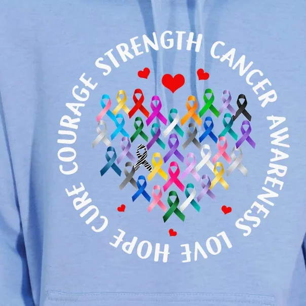 Love Hope Cure Cancer Awareness World Cancer Unisex Surf Hoodie