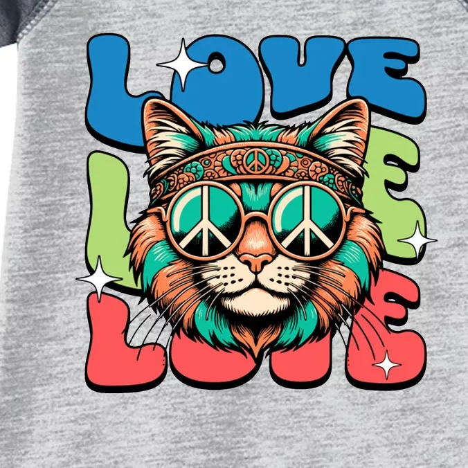 Love Hippie Cat Retro 80s Peace Infant Baby Jersey Bodysuit