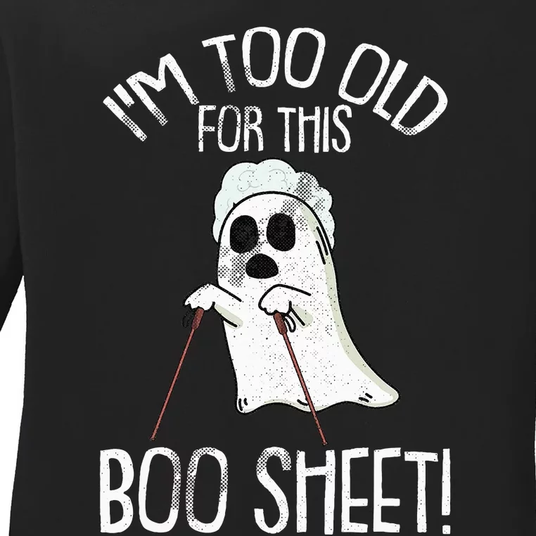 Lazy Halloween Costume Ghost Funny and Relatable Design Ladies Long Sleeve Shirt