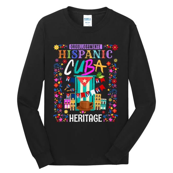 Latin Heritage Cuban Flag Outfit Idea For Women & Cuba Flag Tall Long Sleeve T-Shirt