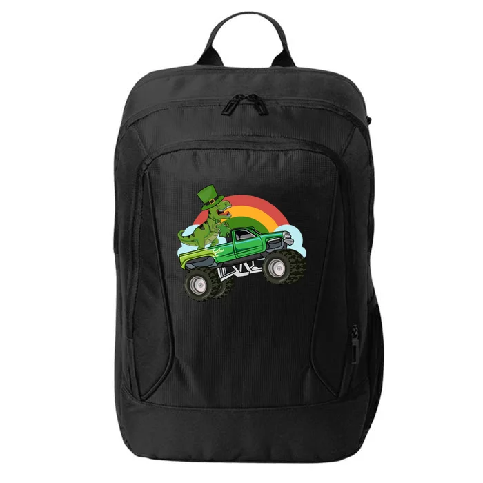 Leprechaun Hat Dino Riding Monster Truck St Patricks Day Gift City Backpack