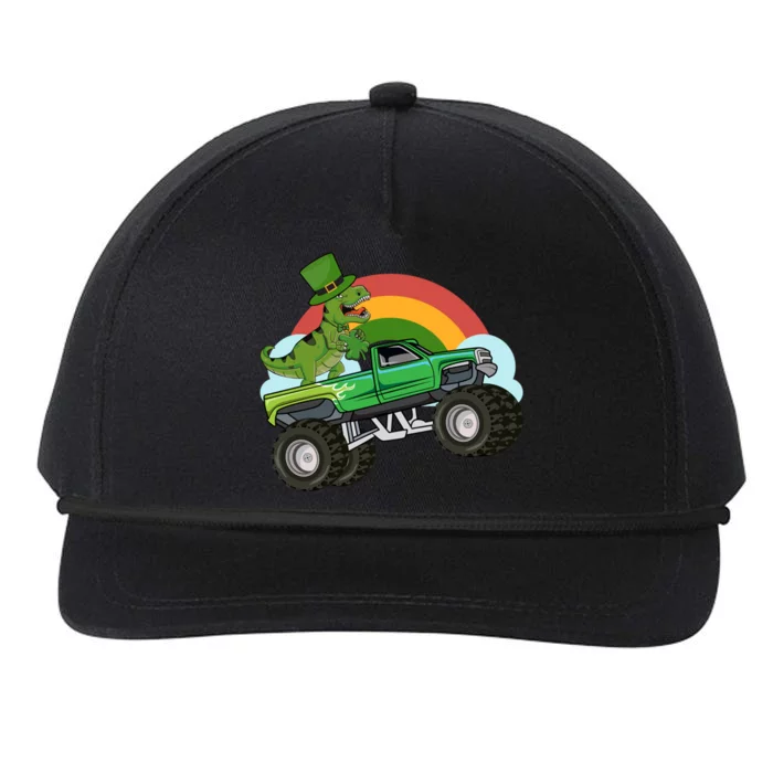 Leprechaun Hat Dino Riding Monster Truck St Patricks Day Gift Snapback Five-Panel Rope Hat