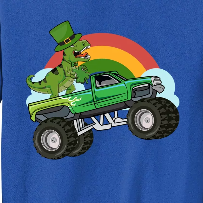 Leprechaun Hat Dino Riding Monster Truck St Patricks Day Gift Tall Sweatshirt