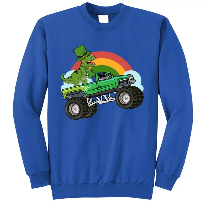 Leprechaun Hat Dino Riding Monster Truck St Patricks Day Gift Tall Sweatshirt