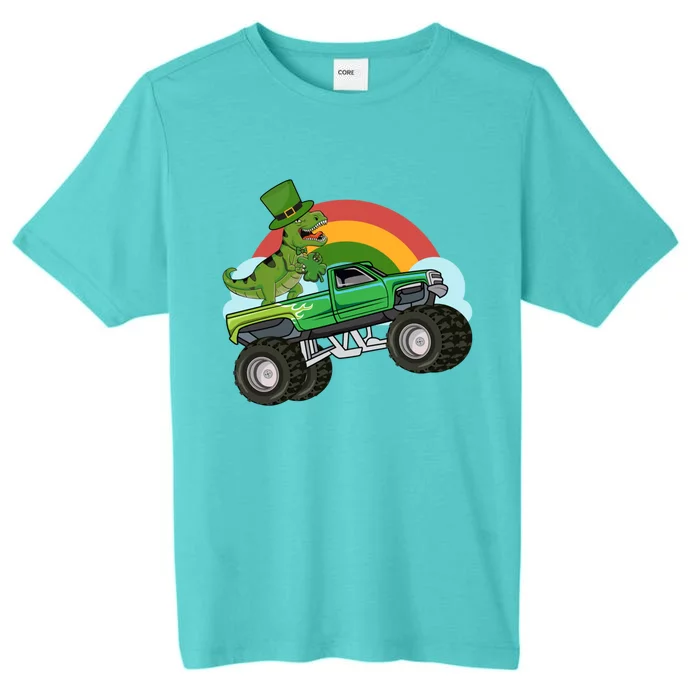 Leprechaun Hat Dino Riding Monster Truck St Patricks Day Gift ChromaSoft Performance T-Shirt