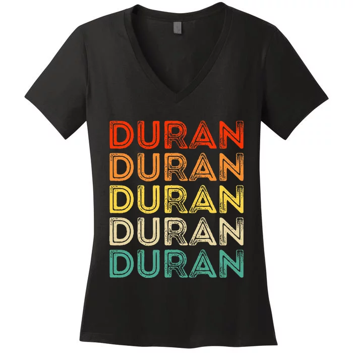 Love Heart D.U.R.A.N Vintage Style Black D.U.R.A.N Women's V-Neck T-Shirt