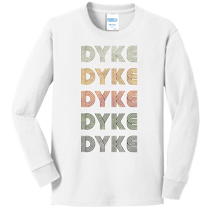 Love Heart Dyke Grunge Vintage Style Black Dyke Kids Long Sleeve Shirt