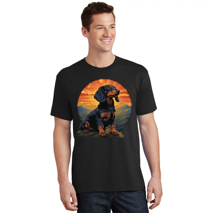 Long Haired Dachshund pet lover retro vintage T-Shirt