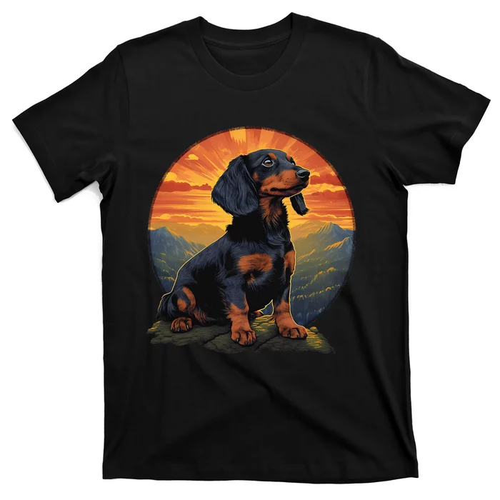 Long Haired Dachshund pet lover retro vintage T-Shirt