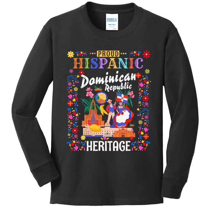 Latin Heritage Dominican Flag Idea Dominican Republic Kids Long Sleeve Shirt