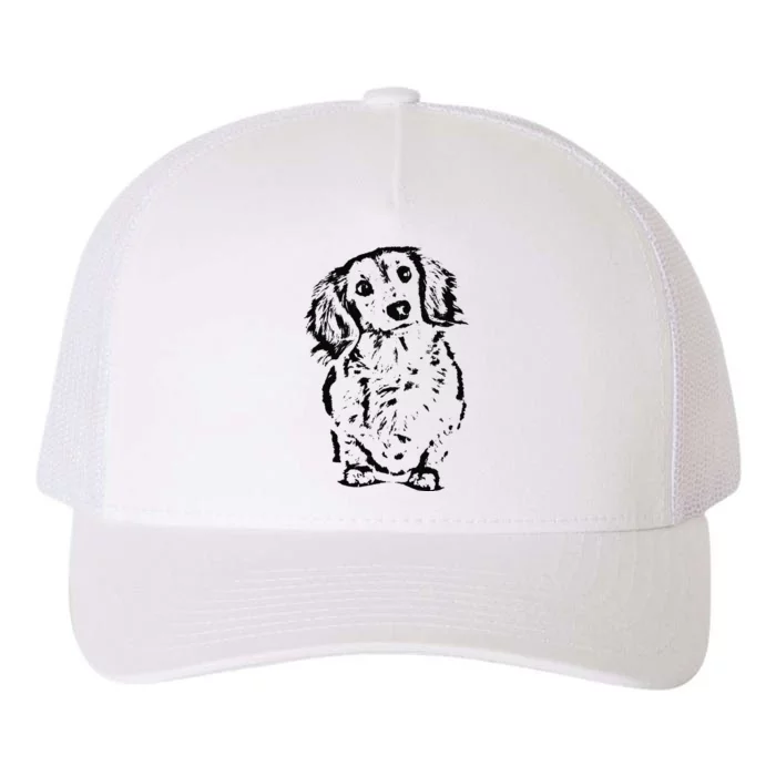 Long Hair Dachshund Lover Doxie Mom Dad Cute Wiener Dog Yupoong Adult 5-Panel Trucker Hat