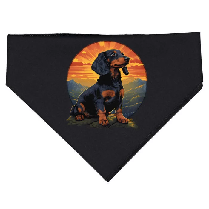 Long Haired Dachshund pet lover retro vintage USA-Made Doggie Bandana