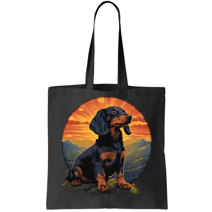 Long Haired Dachshund pet lover retro vintage Tote Bag