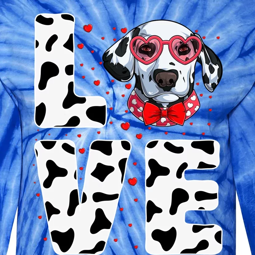 Love Hearts Dalmatian Dog Puppy Lover Valentines Day Great Gift Tie-Dye Long Sleeve Shirt