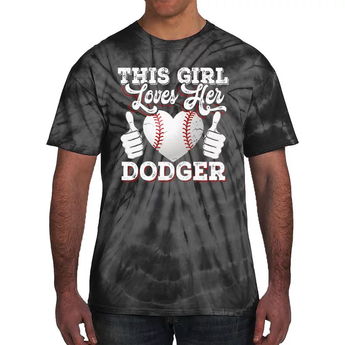 Loves Her Dodger Baseball Sport Cute Gift Tie-Dye T-Shirt