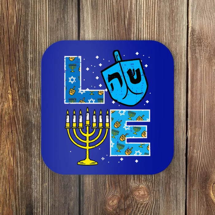 Love Hanukkah Dreidel Menorah Jewish Chanukah Coaster