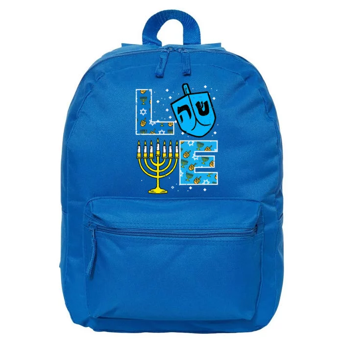 Love Hanukkah Dreidel Menorah Jewish Chanukah 16 in Basic Backpack