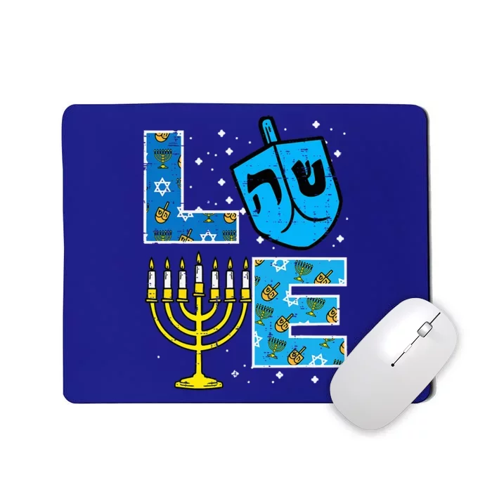 Love Hanukkah Dreidel Menorah Jewish Chanukah Mousepad