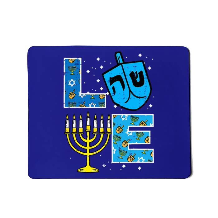 Love Hanukkah Dreidel Menorah Jewish Chanukah Mousepad