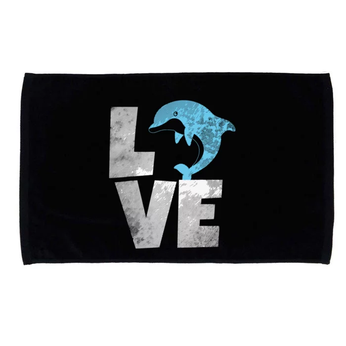 Love Heart Dolphins Dolpin Lover Ocean Sea Animal Microfiber Hand Towel