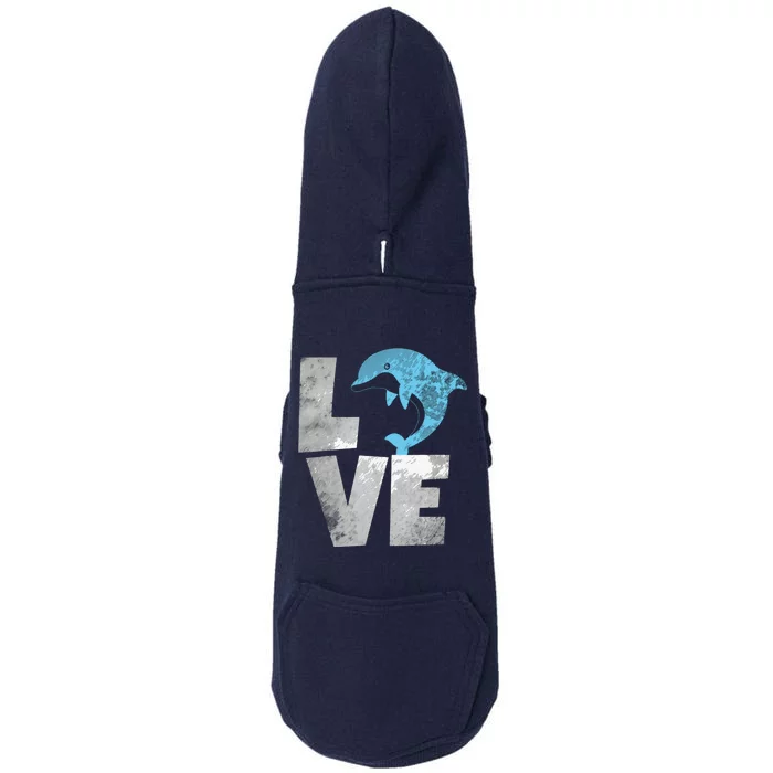 Love Heart Dolphins Dolpin Lover Ocean Sea Animal Doggie 3-End Fleece Hoodie