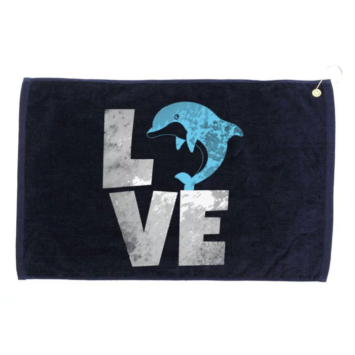 Love Heart Dolphins Dolpin Lover Ocean Sea Animal Grommeted Golf Towel