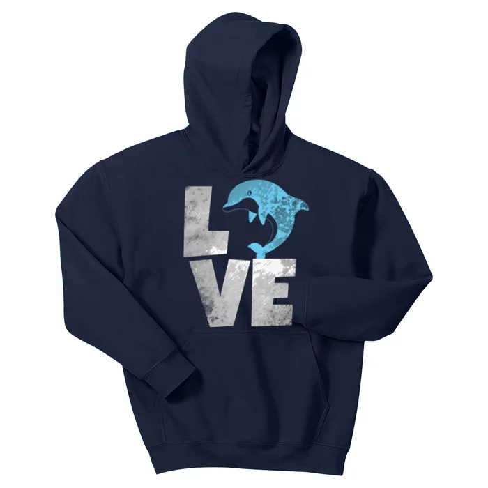 Love Heart Dolphins Dolpin Lover Ocean Sea Animal Kids Hoodie