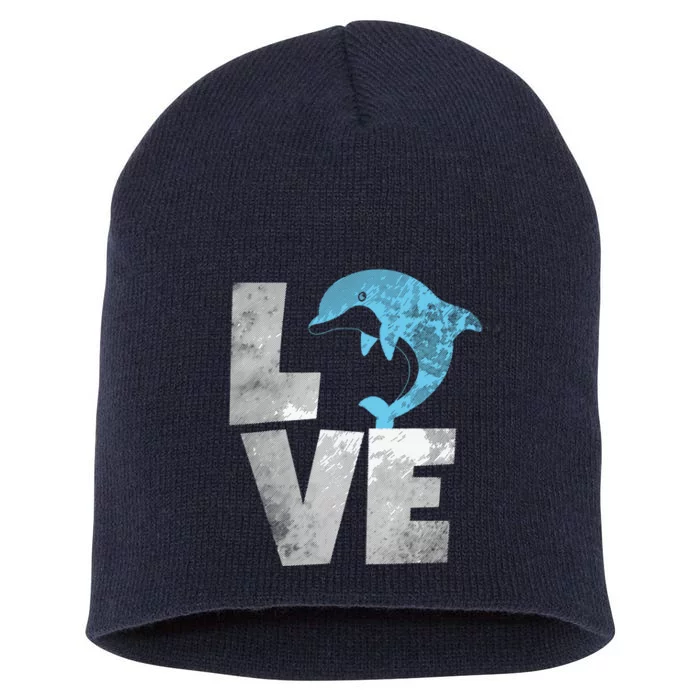 Love Heart Dolphins Dolpin Lover Ocean Sea Animal Short Acrylic Beanie