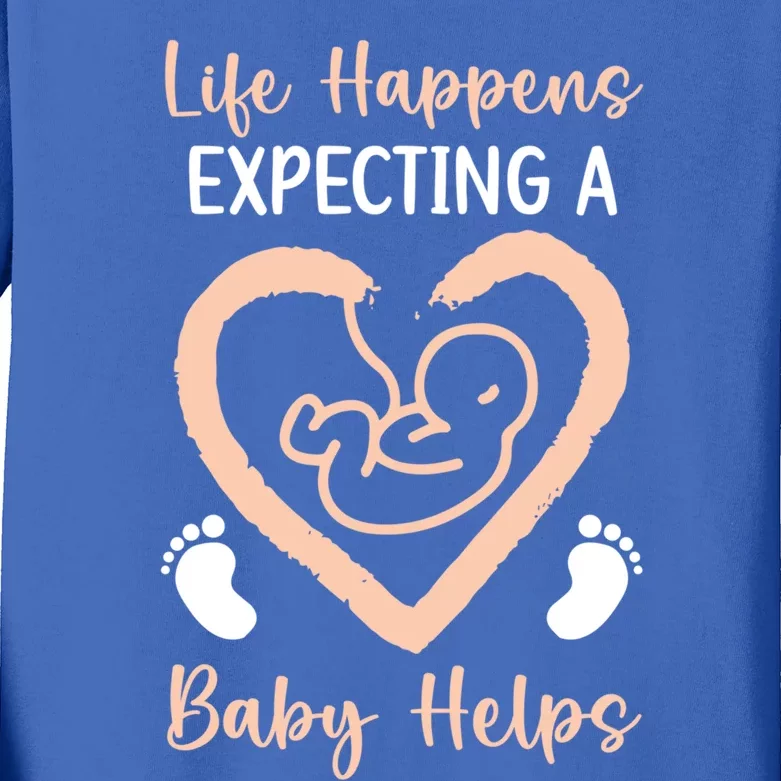 Life Happens Expecting A Helps Announcet Gift Kids Long Sleeve Shirt