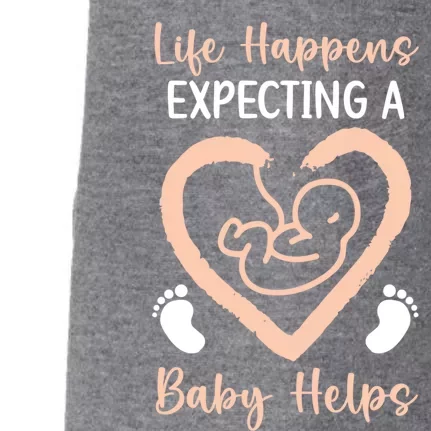 Life Happens Expecting A Helps Announcet Gift Doggie 3-End Fleece Hoodie