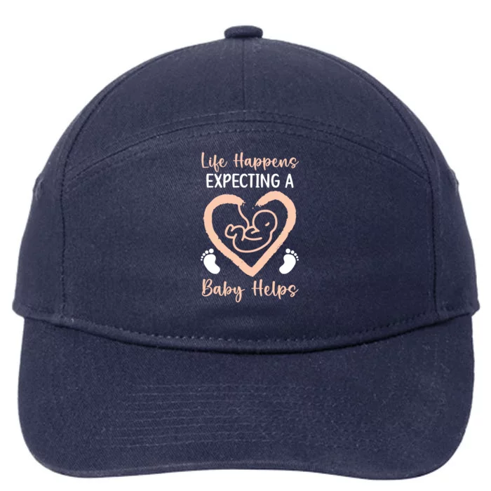 Life Happens Expecting A Helps Announcet Gift 7-Panel Snapback Hat