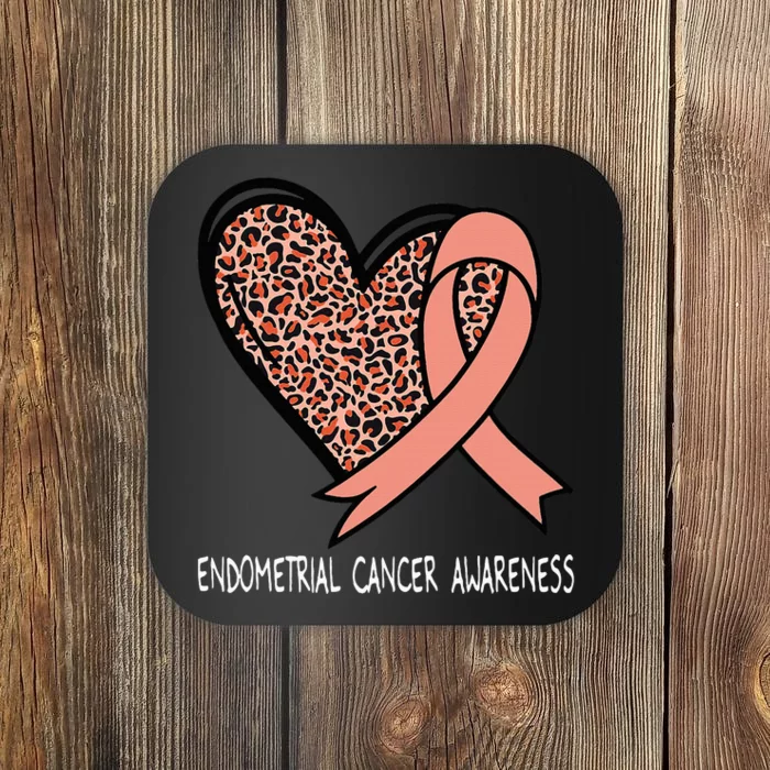 Leopard Heart Endometrial Cancer Awareness Peach Coaster