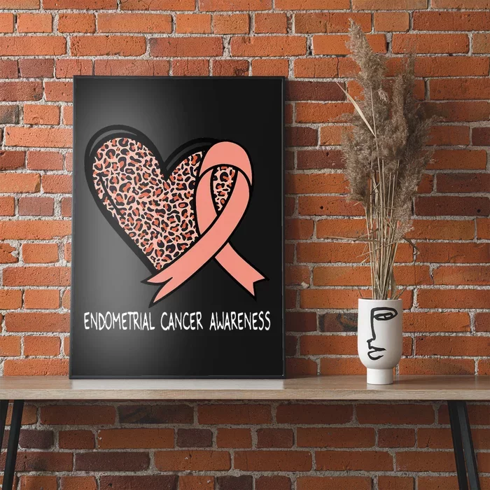 Leopard Heart Endometrial Cancer Awareness Peach Poster