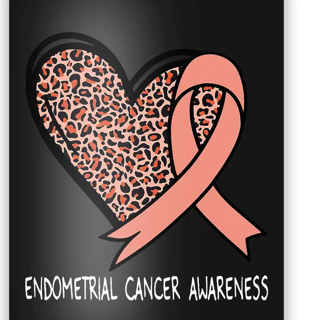 Leopard Heart Endometrial Cancer Awareness Peach Poster