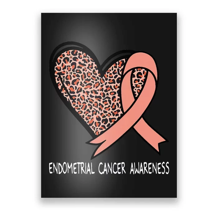 Leopard Heart Endometrial Cancer Awareness Peach Poster