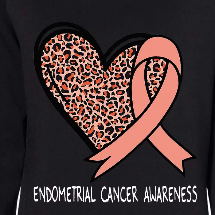 Leopard Heart Endometrial Cancer Awareness Peach Womens California Wash Sweatshirt