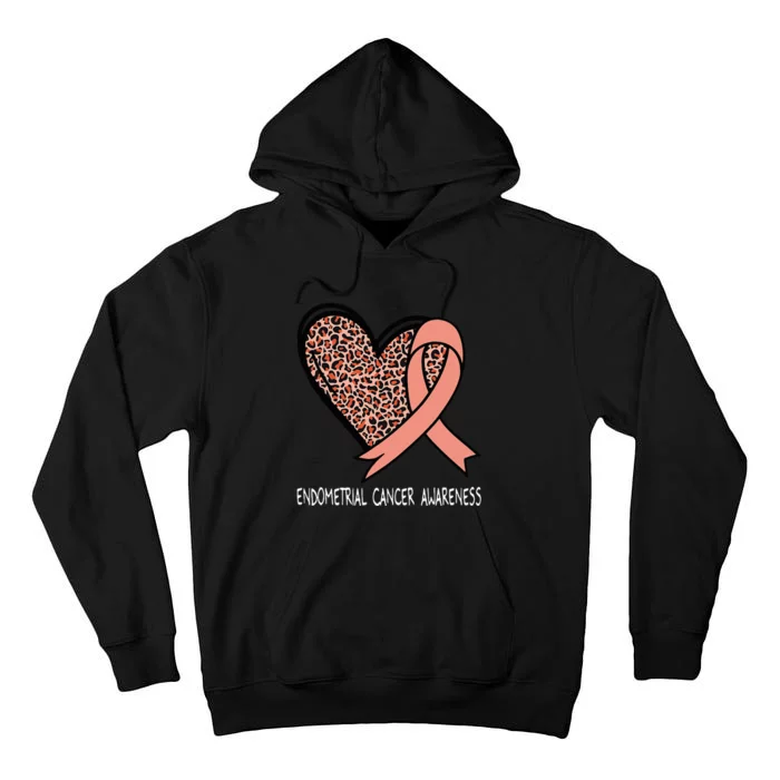 Leopard Heart Endometrial Cancer Awareness Peach Tall Hoodie