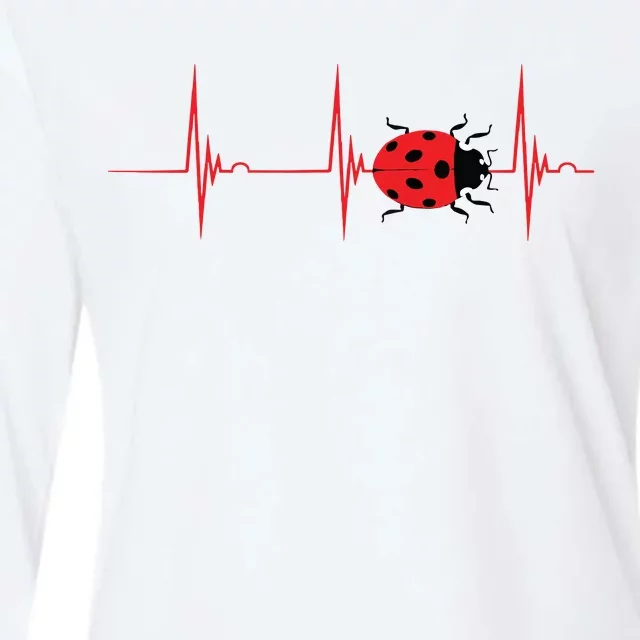 Ladybug Heartbeat EKG Pulse Insects Bugs Entomology Womens Cotton Relaxed Long Sleeve T-Shirt