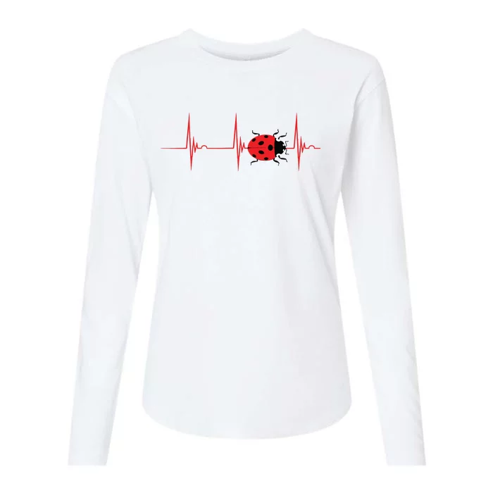 Ladybug Heartbeat EKG Pulse Insects Bugs Entomology Womens Cotton Relaxed Long Sleeve T-Shirt