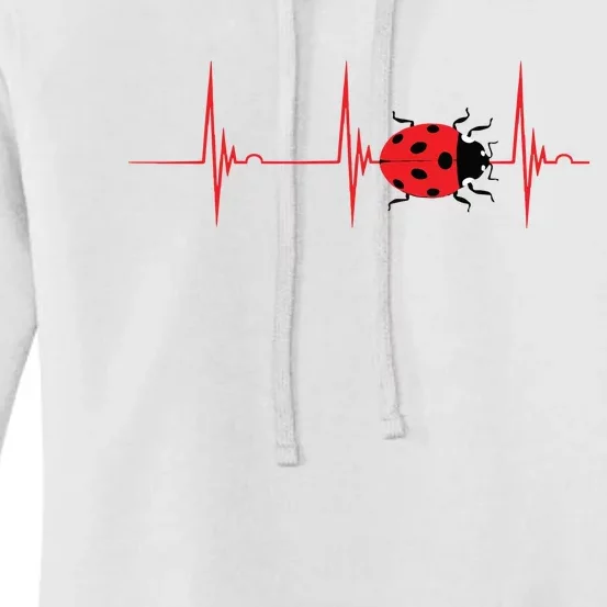 Ladybug Heartbeat EKG Pulse Insects Bugs Entomology Women's Pullover Hoodie