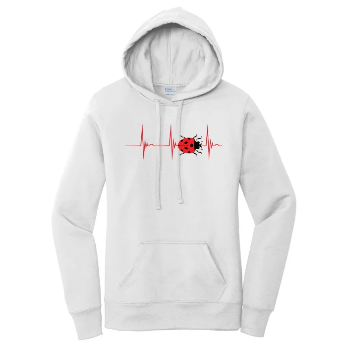 Ladybug Heartbeat EKG Pulse Insects Bugs Entomology Women's Pullover Hoodie